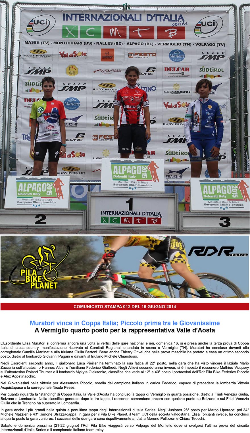 RDR Pila Bike  Muratori vince in Coppa Italia Piccolo prima tra le Giovanissime